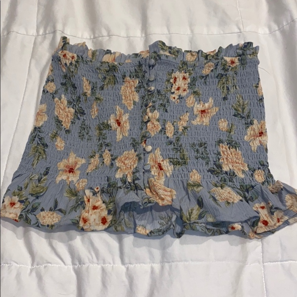 American Eagle Smocked Peplum Tube Top